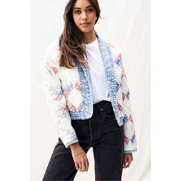 Blank NYC Making Memories Jacket size S Patchwork Print Boho - Picture 1 of 15